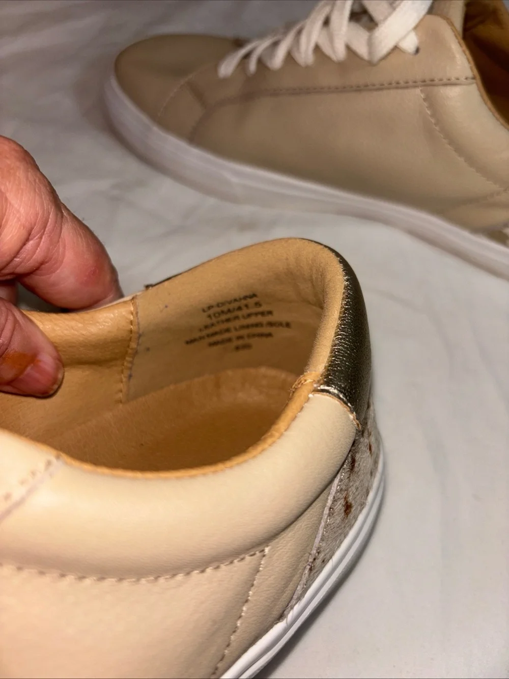 Lucky Brand Tan Leather Lace-Up Sneakers